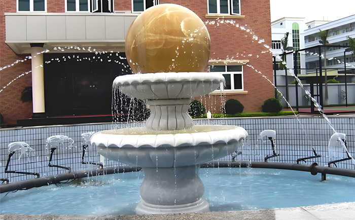 會轉動的石雕風水球噴泉--夏日清涼新寵！